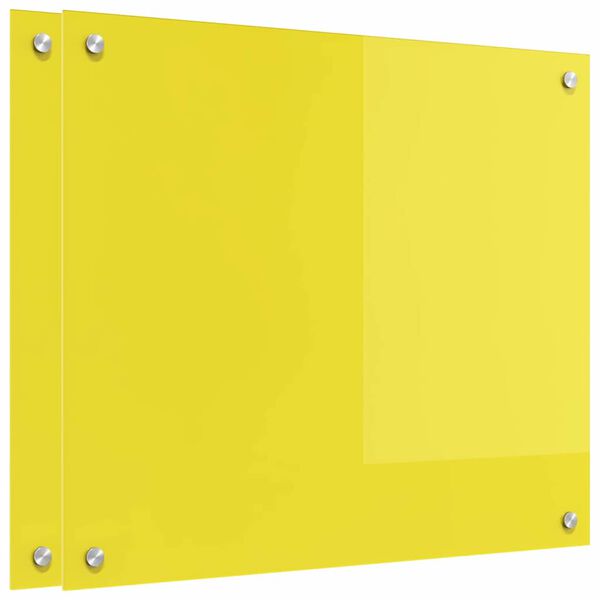 vidaXL Køkken bagvæg 2 pcs Gul 70 x 60 cm hærdet glas