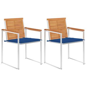 vidaXL havestole med hynder 2 stk. massivt akacietr&aelig; og st&aring;l