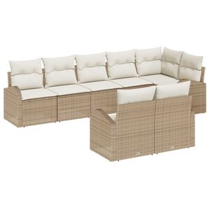 vidaXL Havesofa S&aelig;t med pude 8 pcs Beige og hvid polyrattan