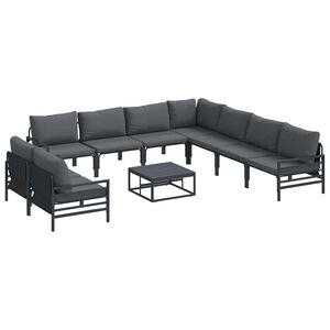 vidaXL Havesofa S&aelig;t 10 stk. Sort St&aring;l