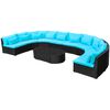 vidaXL Rund Sofa S&aelig;t 11 pcs Bl&aring; polyrattan