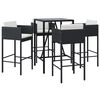 vidaXL bars&aelig;t til haven 5 dele med hynder polyrattan sort