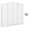 vidaXL buede gabionkurve 5 stk. 200x30x180/200 cm galvaniseret jern