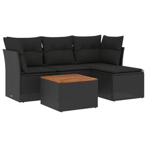 vidaXL sofas&aelig;t til haven 5 dele med hynder polyrattan sort