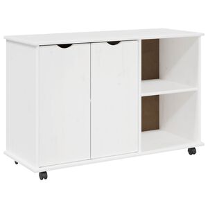 vidaXL Rullende skab med hjul Hvid 100 x 39 x 65,5 cm Massivt fyrretr&aelig;