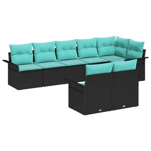 vidaXL Havesofa S&aelig;t 8 stk. Sort polyrattan