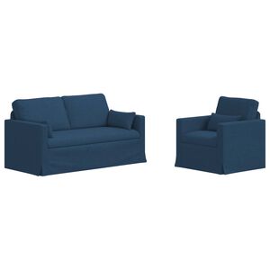 vidaXL Sofa S&aelig;t 2 stk. Bl&aring; Stof