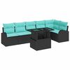 vidaXL Havesofa S&aelig;t med pude med opbevaring 7 pcs Sort Poly rattan
