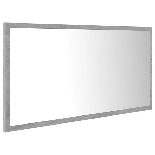 vidaXL badeværelsesspejl med LED-lys 90x8,5x37 cm akryl betongrå