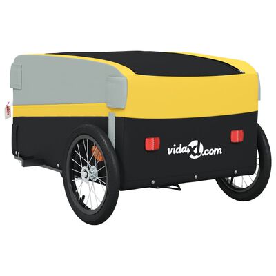 vidaXL cykelanhænger 45 kg jern sort og gul
