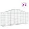 vidaXL buede gabionkurve 7 stk. 200x30x80/100 cm galvaniseret jern