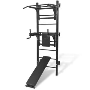vidaXL v&aelig;gmonteret multifunktionel fitness-styrket&aring;rn sort