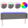 vidaXL sengegavl med LED-lys 163x16x78/88 cm stof m&oslash;rkegr&aring;
