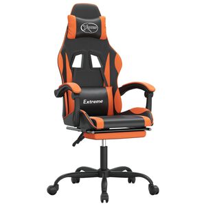 vidaXL drejelig gamingstol med fodst&oslash;tte kunstl&aelig;der sort og orange