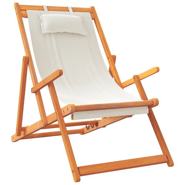 vidaXL strandstole 2 stk. foldbare stof cremefarvet