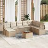 vidaXL Havesofa S&aelig;t med pude 9 pcs Beige Poly rattan