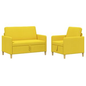 vidaXL Sofa s&aelig;t med opbevaring 2 stk. Lys Gul Polyester