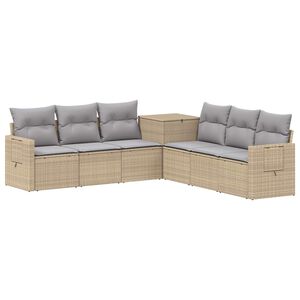 vidaXL Sofa S&aelig;t 7 stk. Beige og lys gr&aring; Poly Rattan og St&aring;l