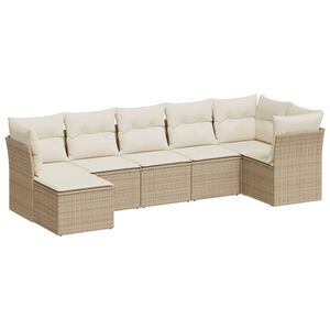 vidaXL sofas&aelig;t til haven 7 dele med hynder polyrattan beige