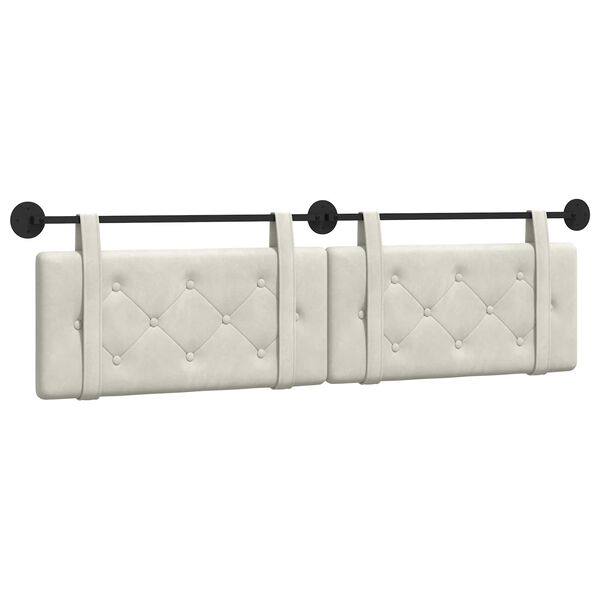 vidaXL H&aelig;ngende Hovedgavl V&aelig;gmonteret Creme 170 x 55 x 5 cm Fl&oslash;jl