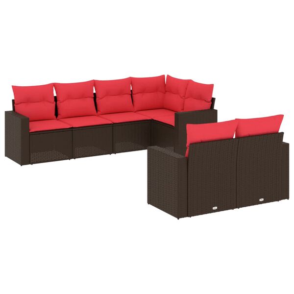 vidaXL sofas&aelig;t til haven 7 dele med hynder polyrattan brun