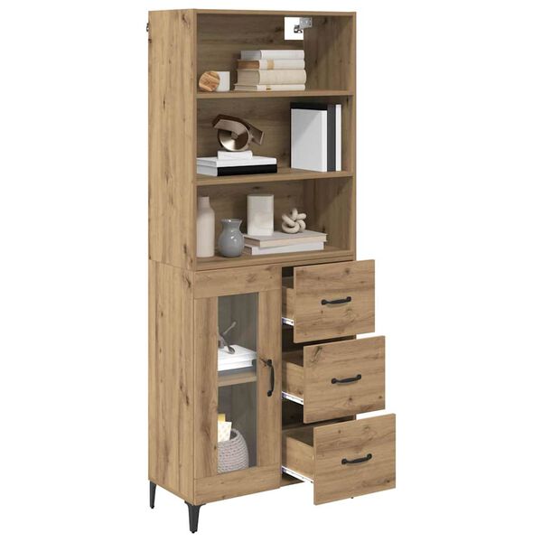vidaXL Highboard Artisan Egetr&aelig; 69,5 x 34 x 180 cm Konstrueret tr&aelig;