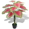 vidaXL kunstig caladium-plante med urtepotte 85 cm grøn og rød
