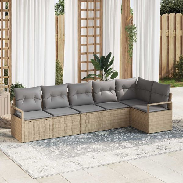 vidaXL Sofa S&aelig;t 6 pcs Beige polyrattan