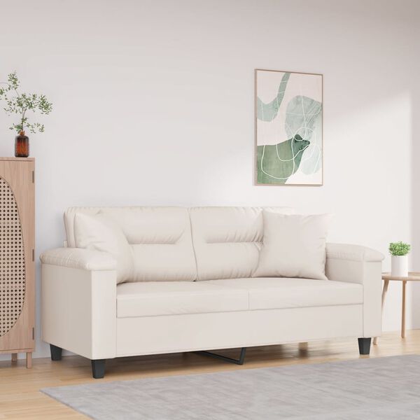 vidaXL 2-personers sofa m. puder og hynder 140 cm mikrofiberstof beige