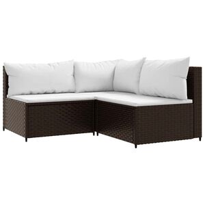 vidaXL lounges&aelig;t til haven 3 dele med hynder polyrattan brun