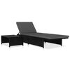 vidaXL liggestole 2 stk. med bord polyrattan sort
