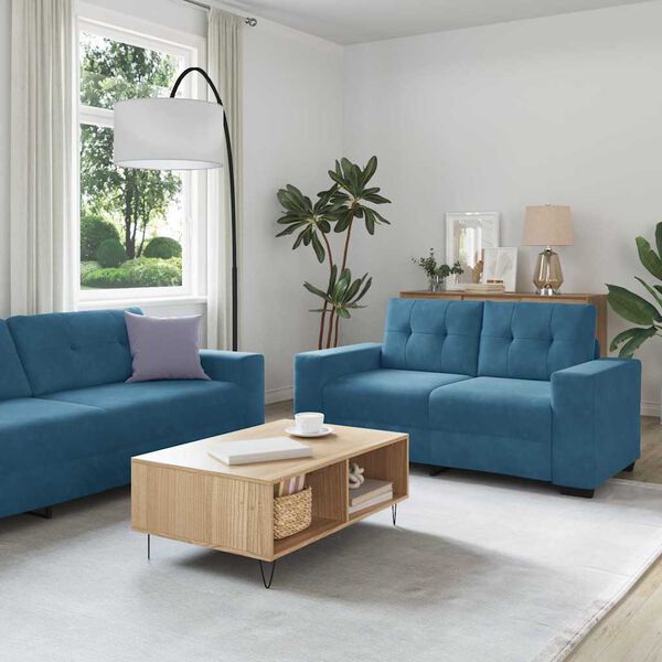 vidaXL Sofa S&aelig;t 3 pcs Bl&aring; 221 x 80 x 80 cm Fl&oslash;jl