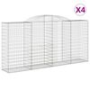 vidaXL buede gabionkurve 4 stk. 300x50x140/160 cm galvaniseret jern