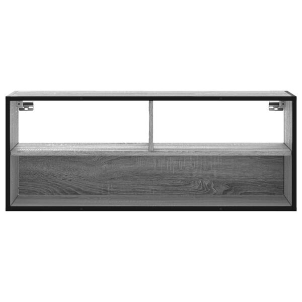 vidaXL tv-bord 100x31x39,5 cm konstrueret tr&aelig; og metal gr&aring; sonoma-eg