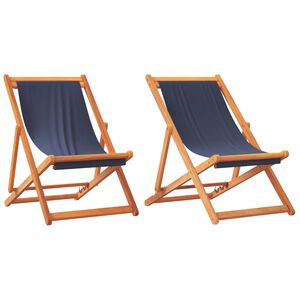 vidaXL foldbare strandstole 2 stk. stof bl&aring;