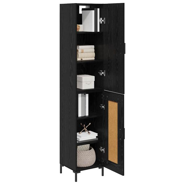 vidaXL Highboard Sort eg 34,5 x 34 x 180 cm Konstrueret tr&aelig;