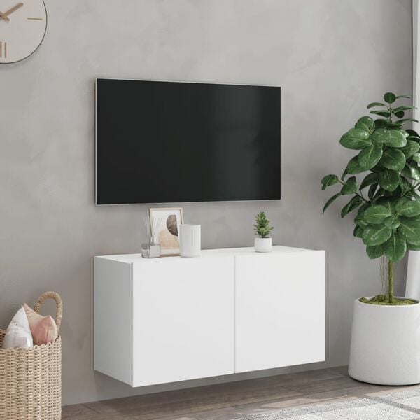 vidaXL v&aelig;gh&aelig;ngt tv-bord 80x30x41 cm hvid