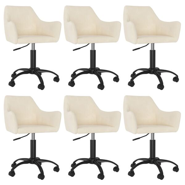vidaXL drejelige spisebordsstole 6 stk. fl&oslash;jl cremefarvet