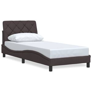 vidaXL Sengeramme uden madras M&oslash;rkebrun 90x190 cm Stof