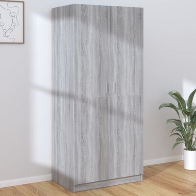 vidaXL garderobeskab 80x52x180 cm konstrueret træ grå sonoma-eg