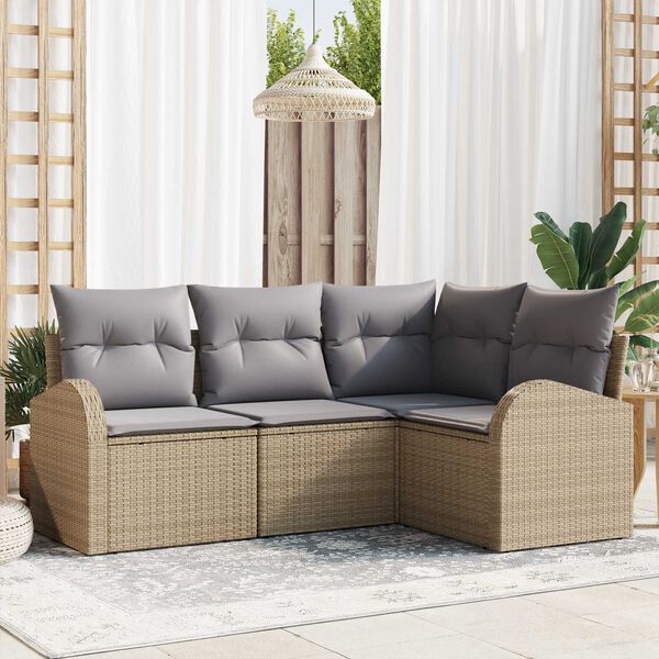 vidaXL Havesofa Sæt Beige polyrattan