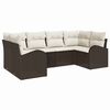 vidaXL Havesofa S&aelig;t med pude 6 pcs Brun Poly Rattan