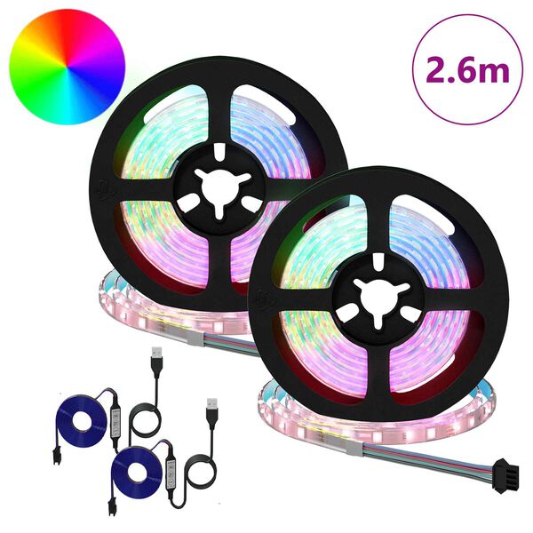 vidaXL LED Strip 2 pcs Sort og Gennemsigtig 1300 mm Kobber og plastik