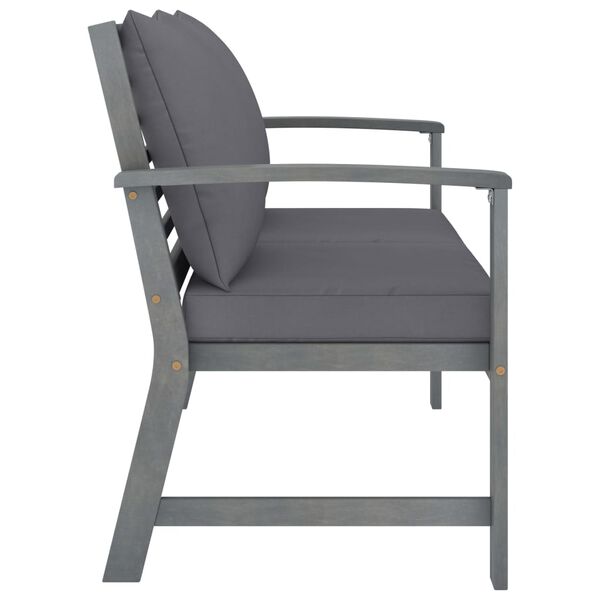 vidaXL haveb&aelig;nk 120 cm med m&oslash;rkegr&aring; hynde massivt akacietr&aelig;