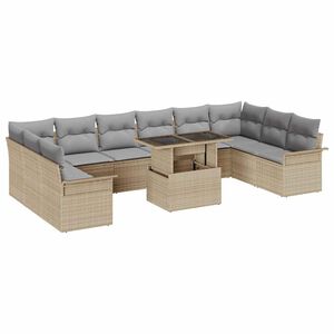 vidaXL Havesofa S&aelig;t med pude 11 pcs Beige Poly rattan