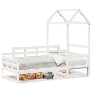 vidaXL daybed med tag 80x200 cm massivt fyrretr&aelig; hvid