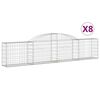 vidaXL buede gabionkurve 8 stk. 300x30x60/80 cm galvaniseret jern