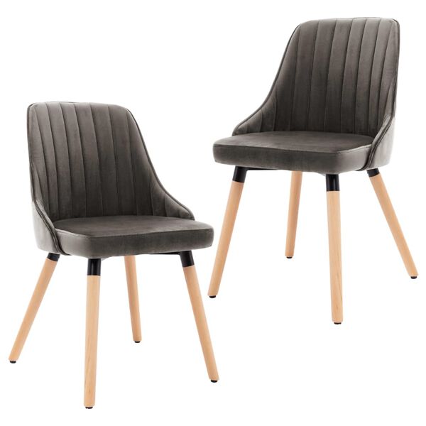 323053 vidaXL Dining Chairs 2 pcs Dark Grey Velvet