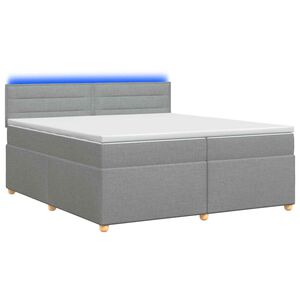 vidaXL Boxmadras med topmadras Lysegr&aring; 200 x 200 cm Stof