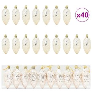 vidaXL Julefyrrekoglebold 40 stk. champagnefarvet 4 x 9 cm Plastik
